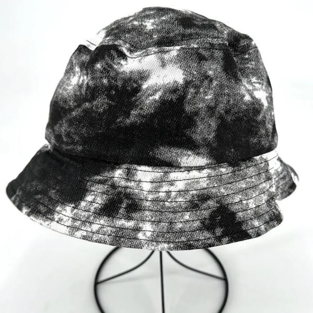 POL Women's 100% Cotton Knit Tie Dye Bucket Hat Black White One Size